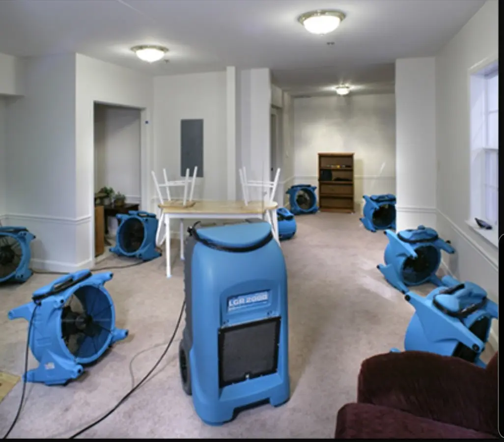 Air movers and dehumidifier setup for Water Extraction & Removal in Annville